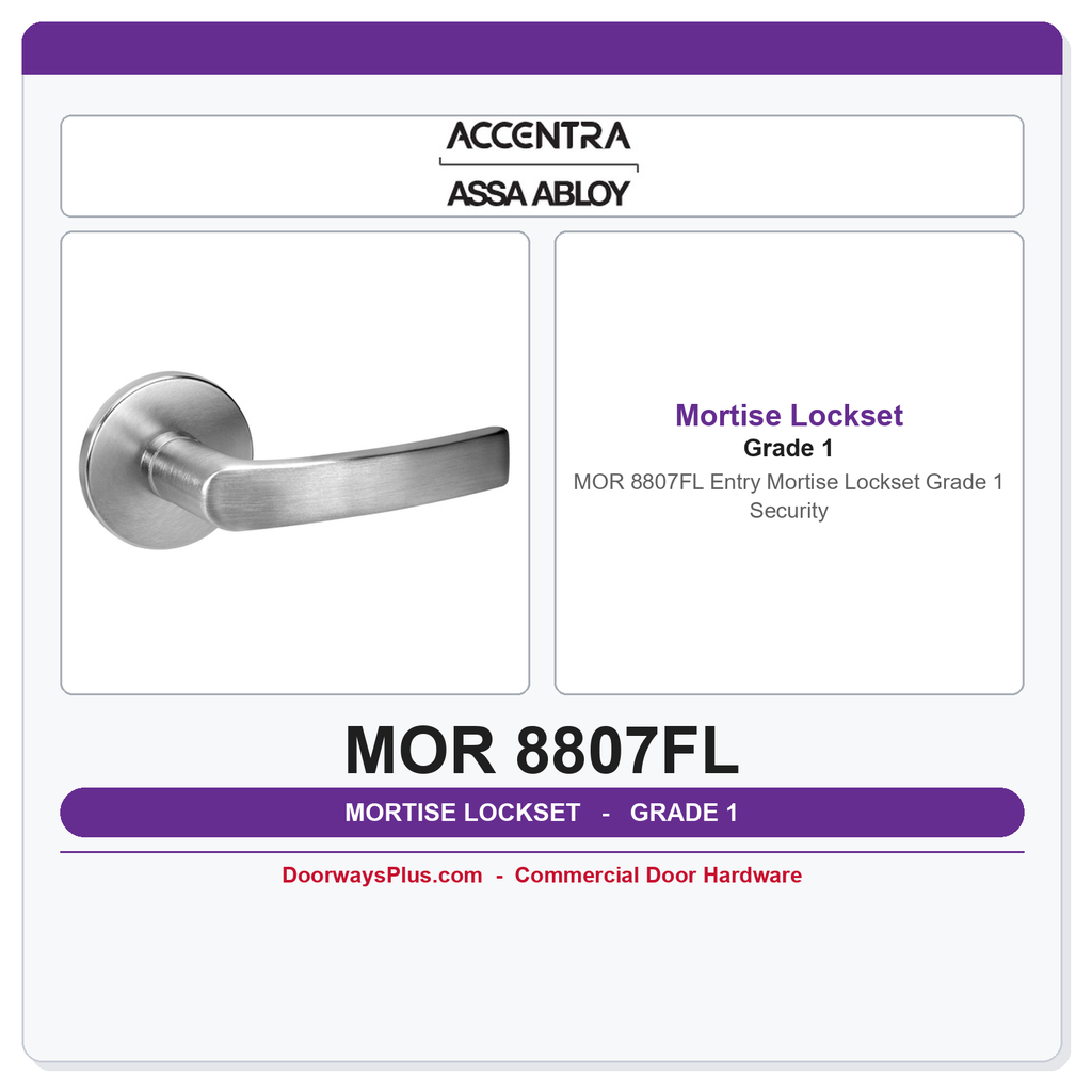 Accentra MOR 8807FL Entry Mortise Lockset – Grade 1 Security