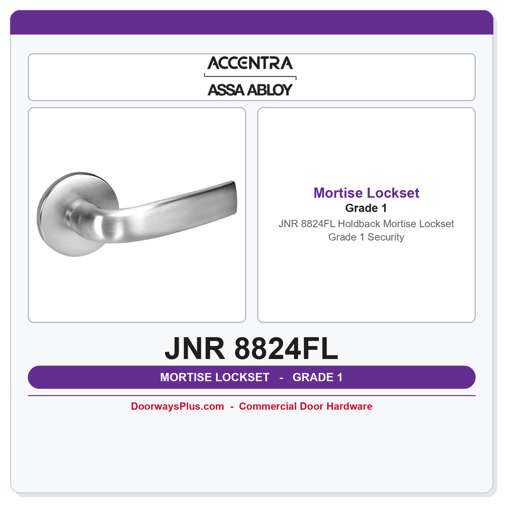 Accentra JNR 8824FL Holdback Mortise Lockset – Grade 1 Security