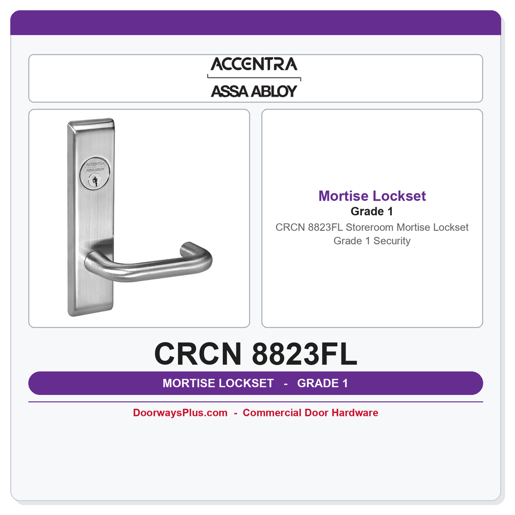 Accentra CRCN 8823FL Storeroom Mortise Lockset – Grade 1 Security