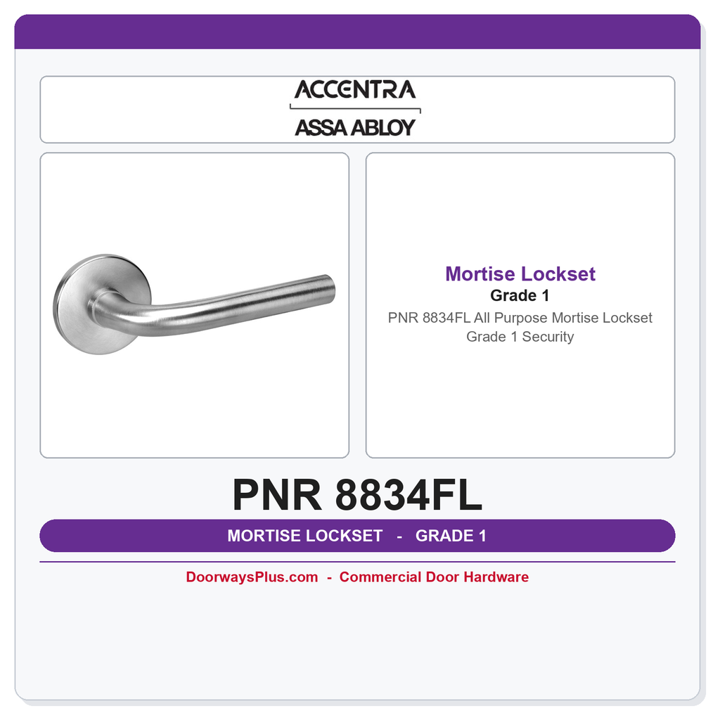 Accentra PNR 8834FL All Purpose Mortise Lockset – Grade 1 Security