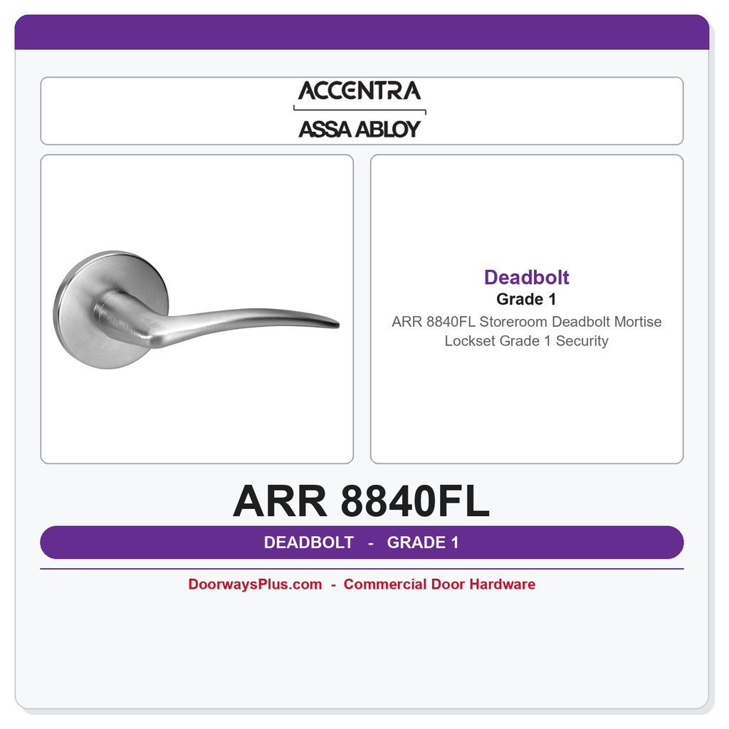 Accentra ARR 8840FL Storeroom Deadbolt Mortise Lockset – Grade 1 Security