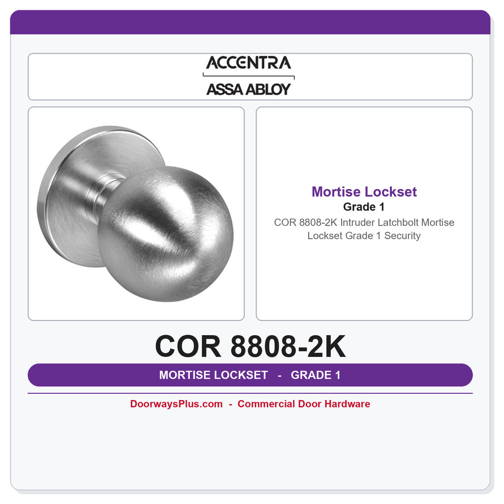 Accentra COR 8808-2K Intruder Latchbolt Mortise Lockset – Grade 1 Security