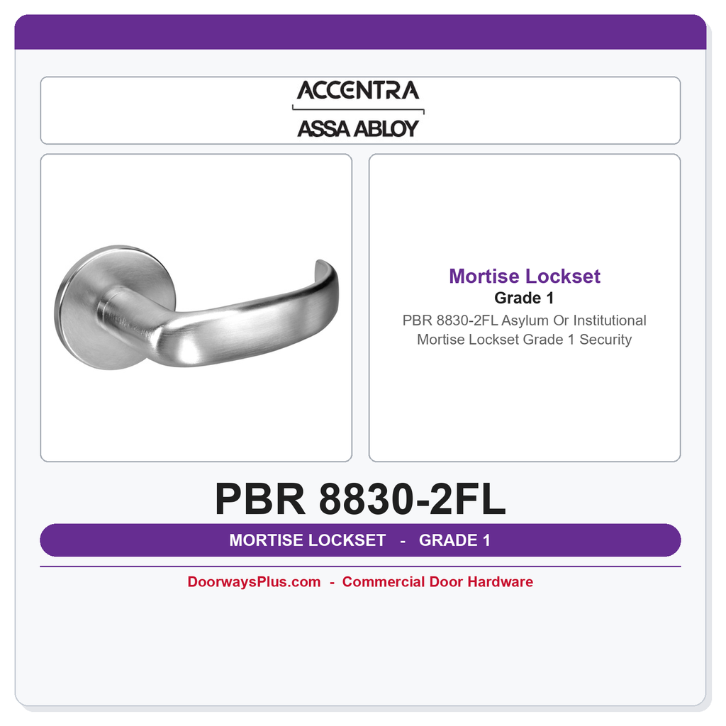 Accentra PBR 8830-2FL Asylum Or Institutional Mortise Lockset – Grade 1 Security