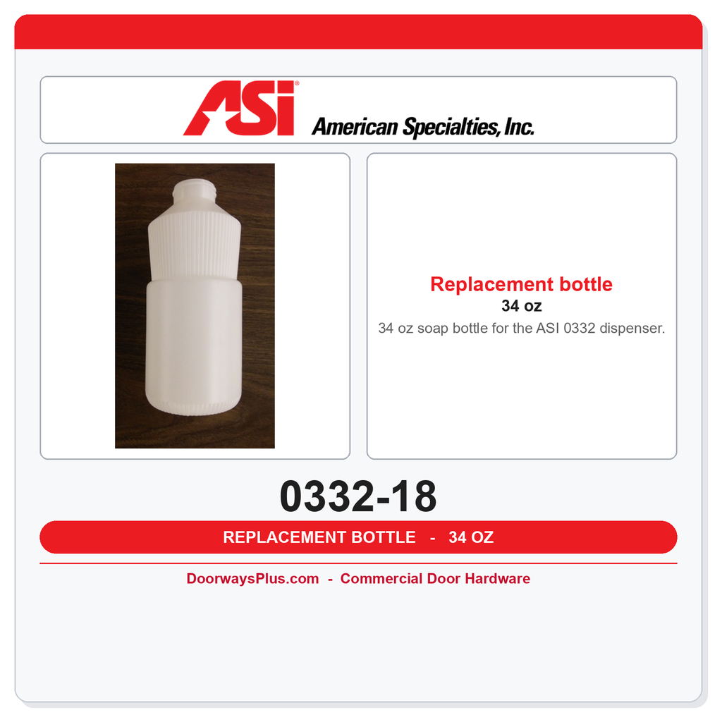 ASI 0332-18 Soap Dispenser Replacement Bottle 34 oz — ASI #0332