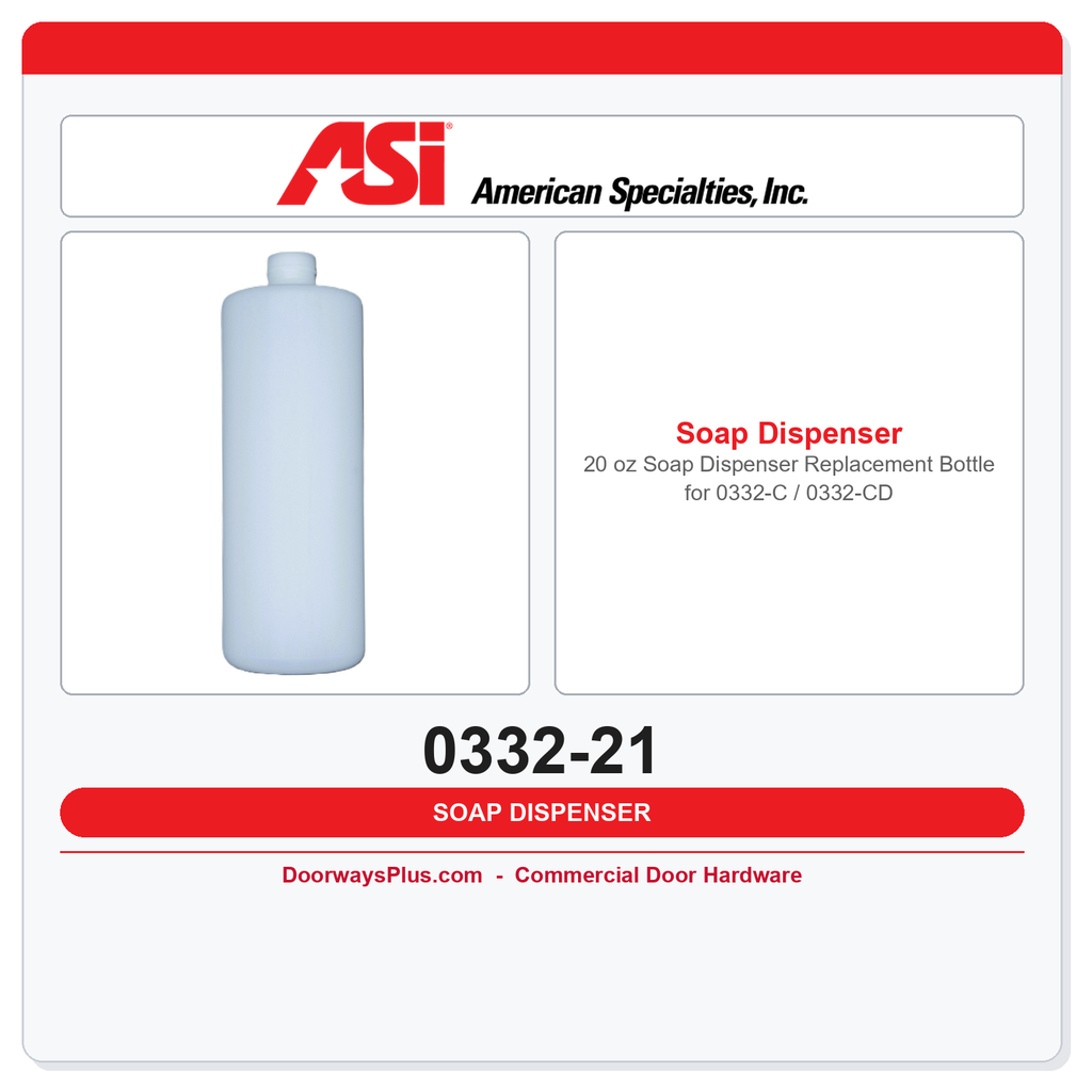 ASI 0332-21 20 oz Soap Dispenser Replacement Bottle for 0332-C / 0332-CD
