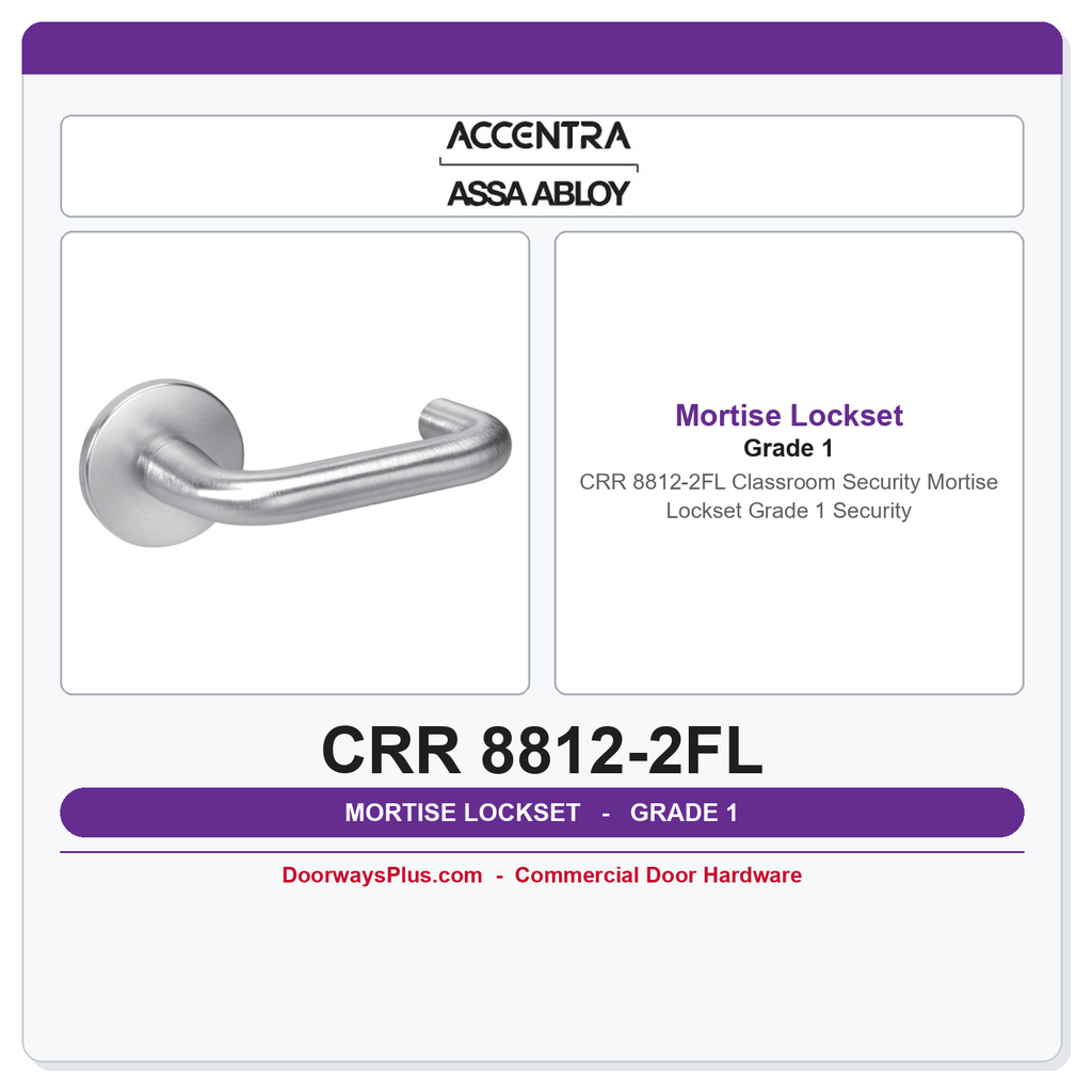 Accentra CRR 8812-2FL Classroom Security Mortise Lockset – Grade 1 Security