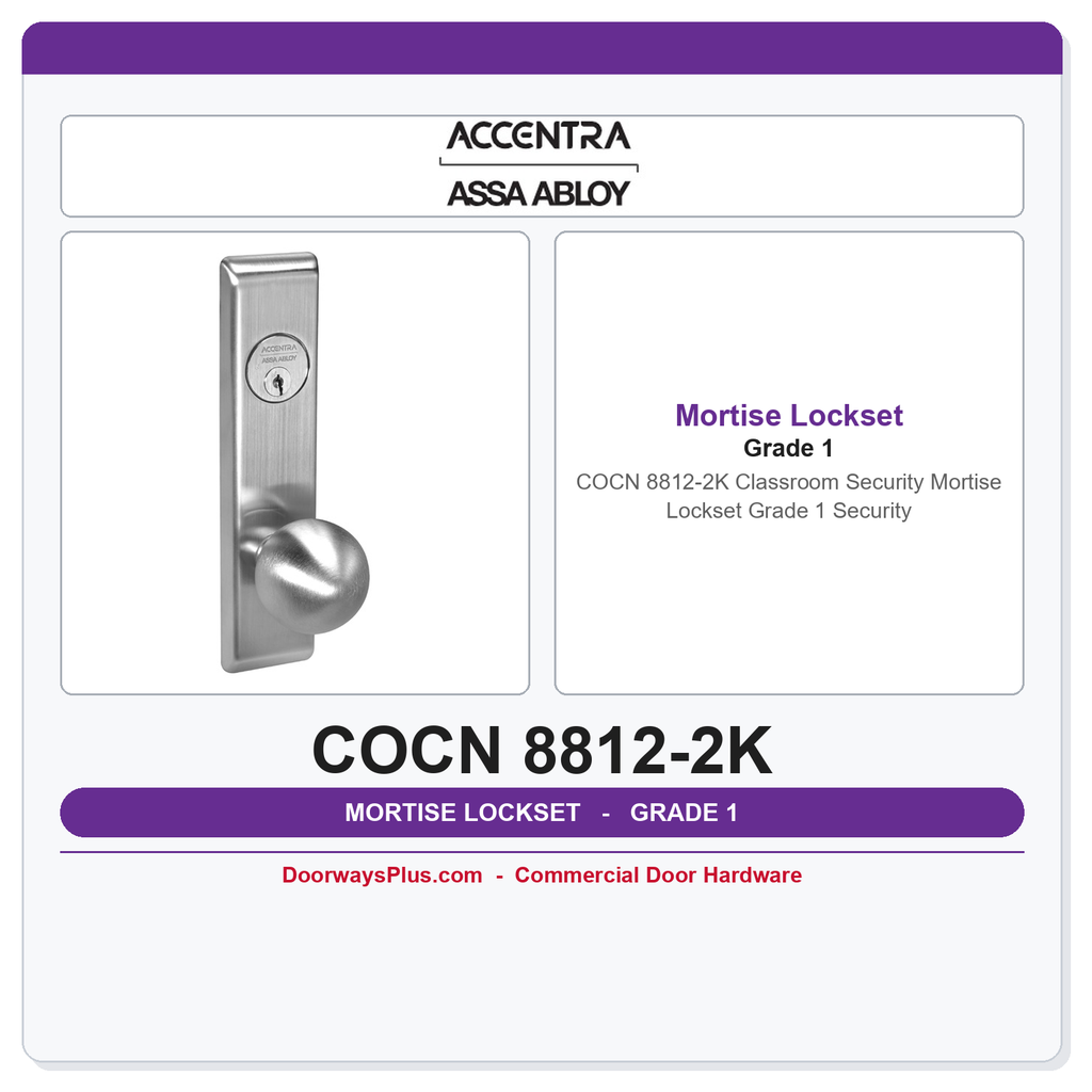 Accentra COCN 8812-2K Classroom Security Mortise Lockset – Grade 1 Security