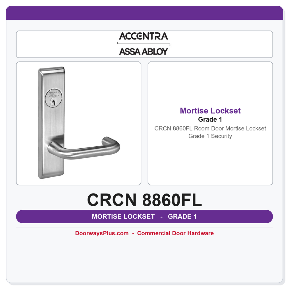 Accentra CRCN 8860FL Room Door Mortise Lockset – Grade 1 Security