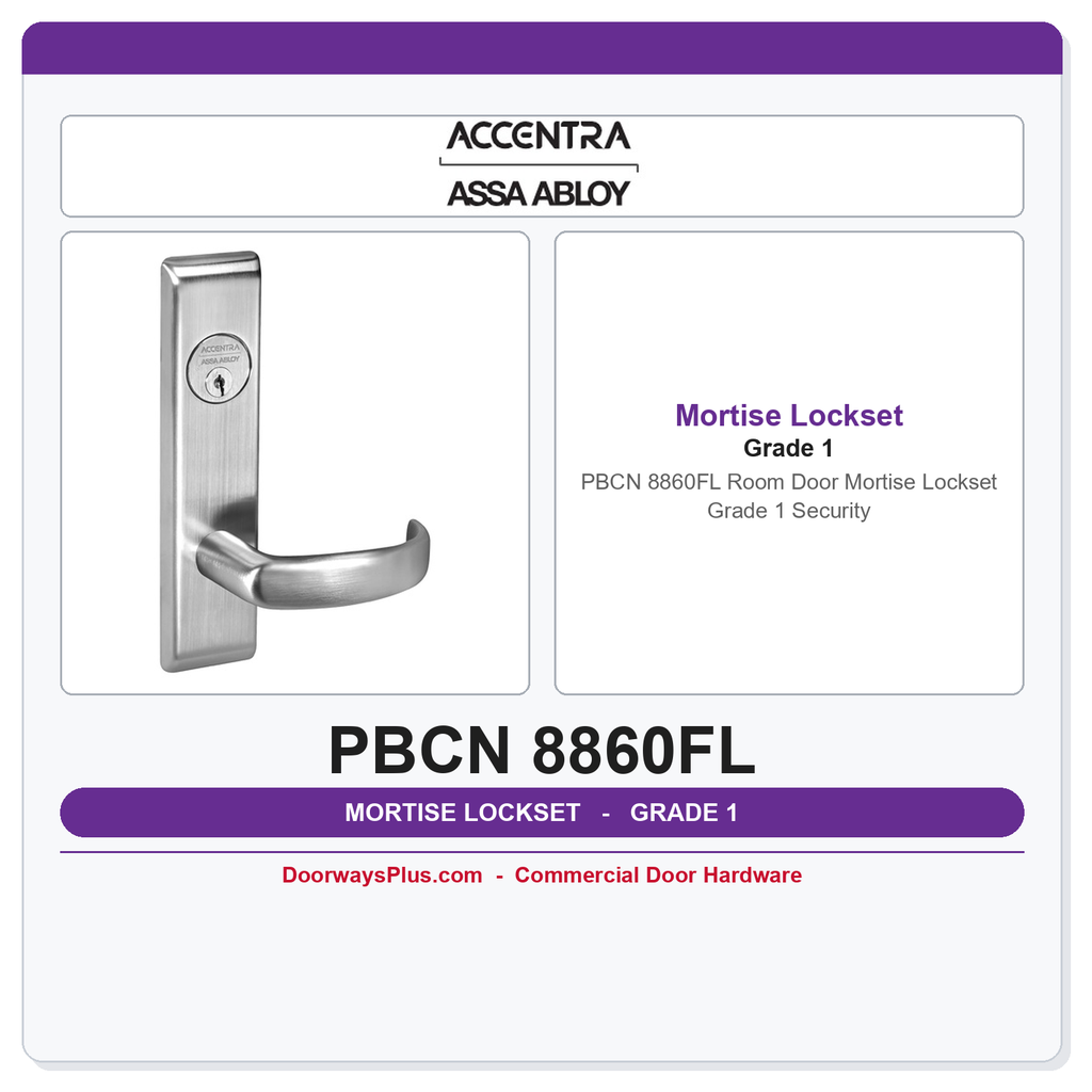 Accentra PBCN 8860FL Room Door Mortise Lockset – Grade 1 Security