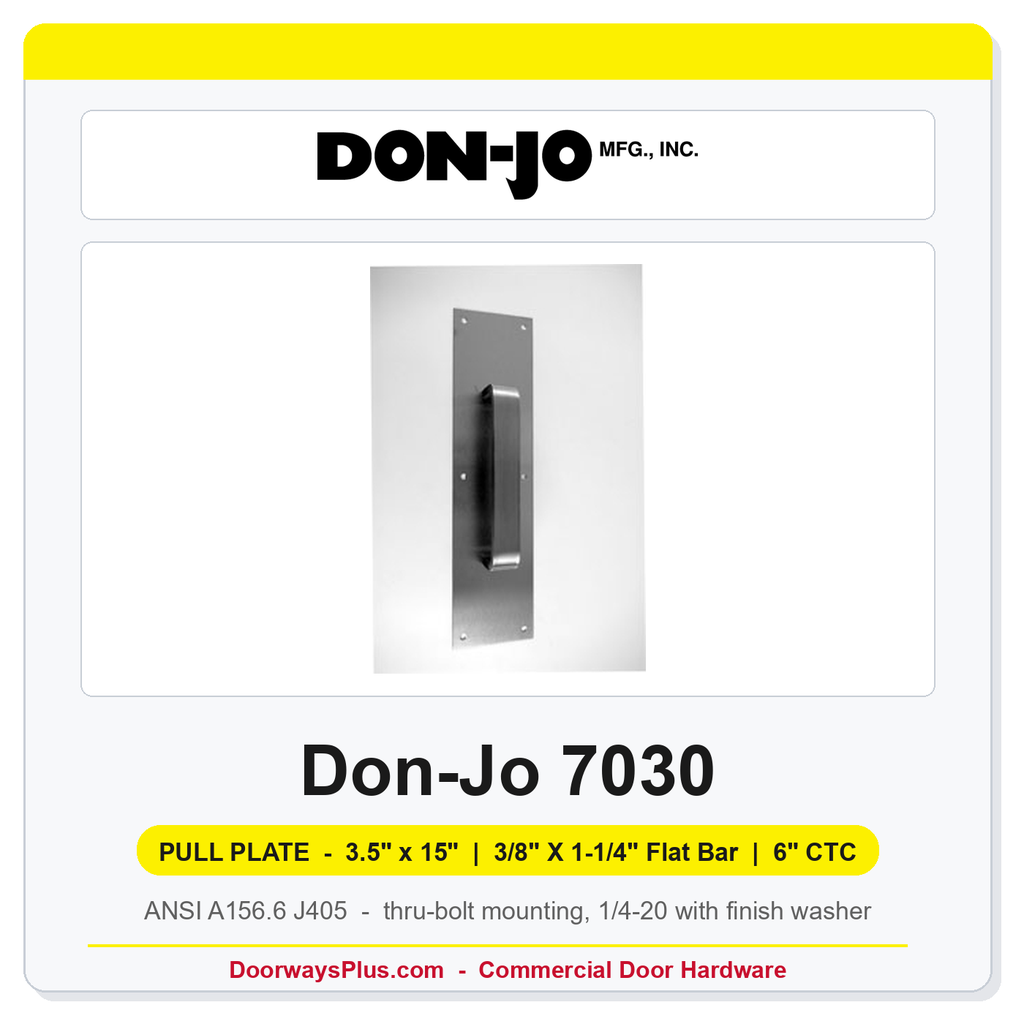 Don-Jo 7030 Pull Plate | 3.5" x 15" | 3/8" x 1-1/4" flat bar | 6" CTC