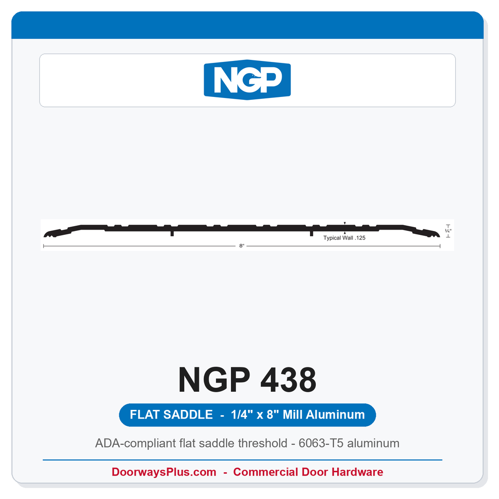 NGP 438 Flat Saddle Threshold 8" x 1/4" ADA Mill Aluminum | National Guard Products