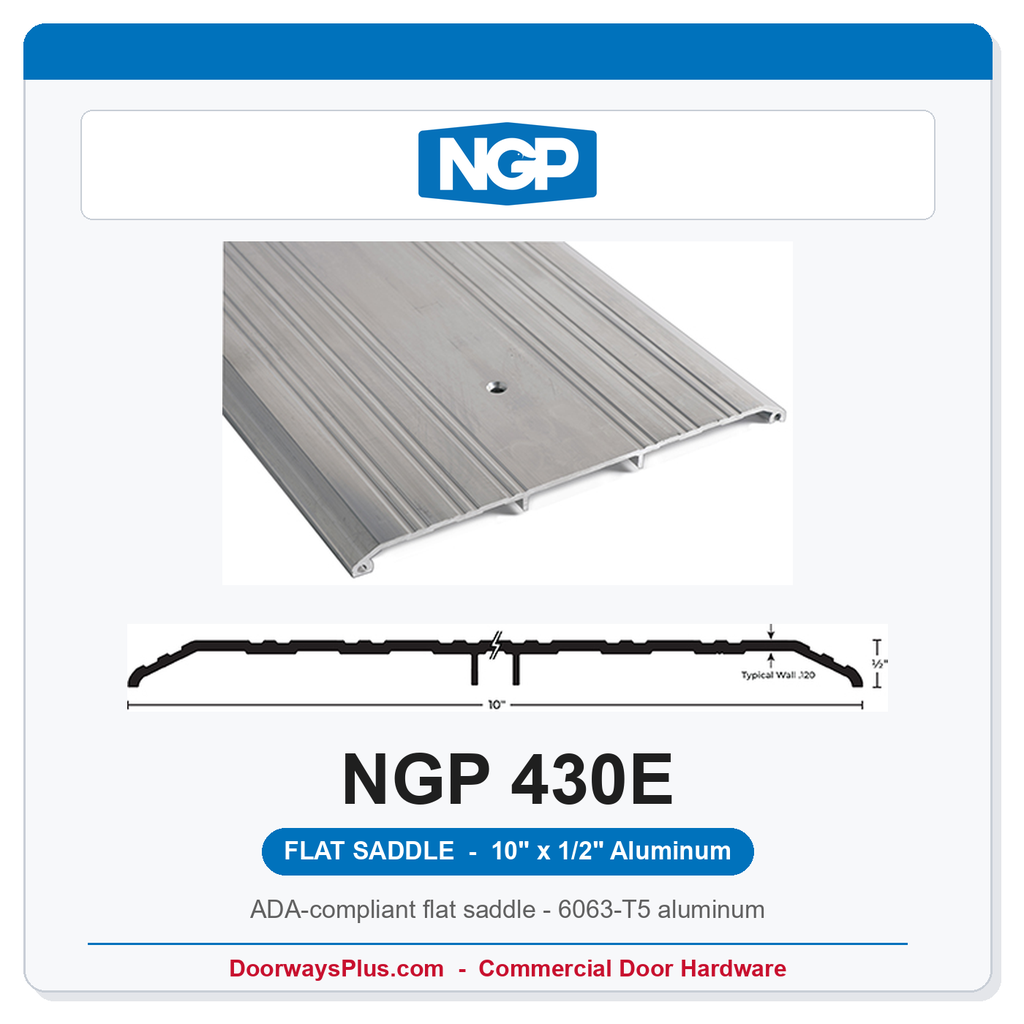 NGP 430E Flat Saddle Threshold 10" x 1/2" | ADA Fire Rated Mill Aluminum | National Guard