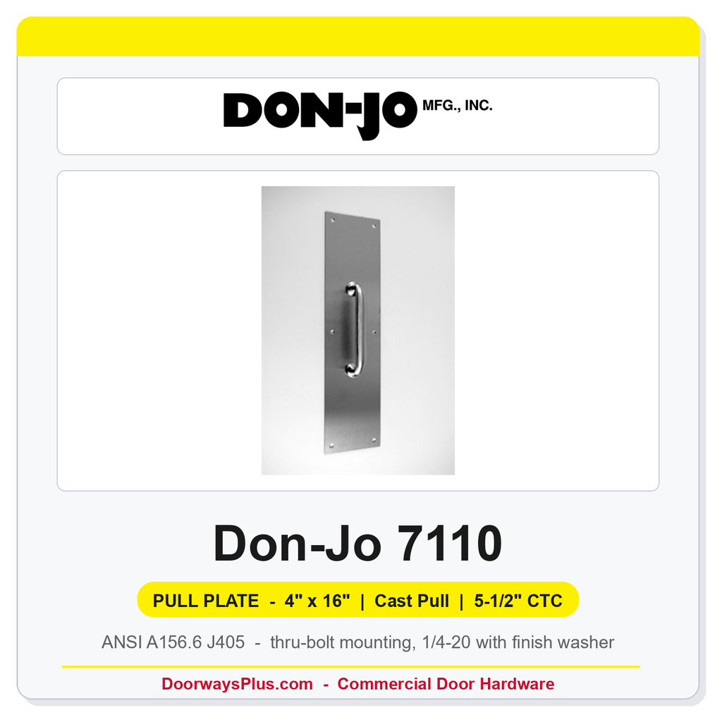 Don-Jo 7110 Pull Plate | 4" x 16" | cast pull | 5-1/2" CTC