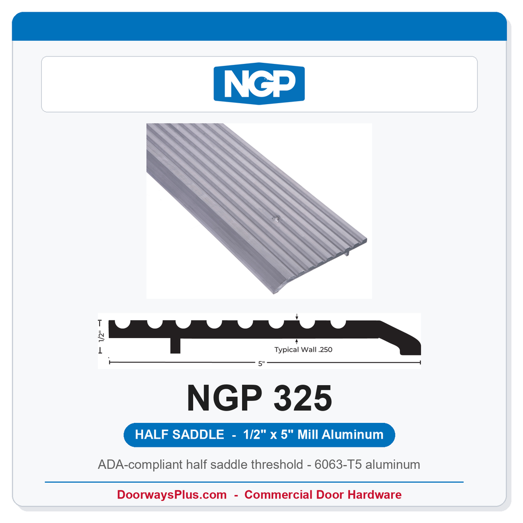NGP 325 Half Saddle Threshold 5" x 1/2" ADA Fire Rated Aluminum | National Guard Products