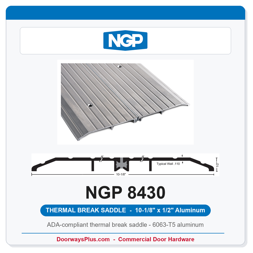 NGP 8430 Thermal Break Saddle Threshold 10-1/8" x 1/2" | Mill Aluminum | National Guard Products