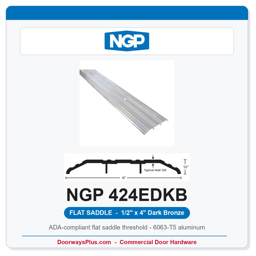 NGP 424EDKB Flat Saddle Threshold 4" x 1/2" Dark Bronze | National Guard Products