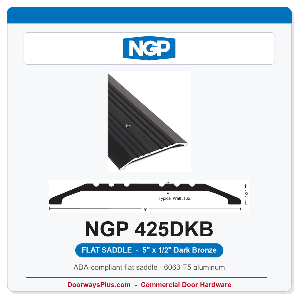 NGP 425DKB Flat Saddle Threshold 5" x 1/2" Dark Bronze | National Guard Products