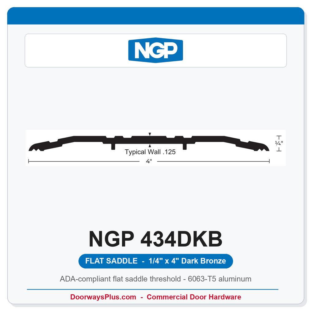 NGP 434DKB Flat Saddle Threshold 4" x 1/4" Dark Bronze | ADA, Fire Rated | National Guard