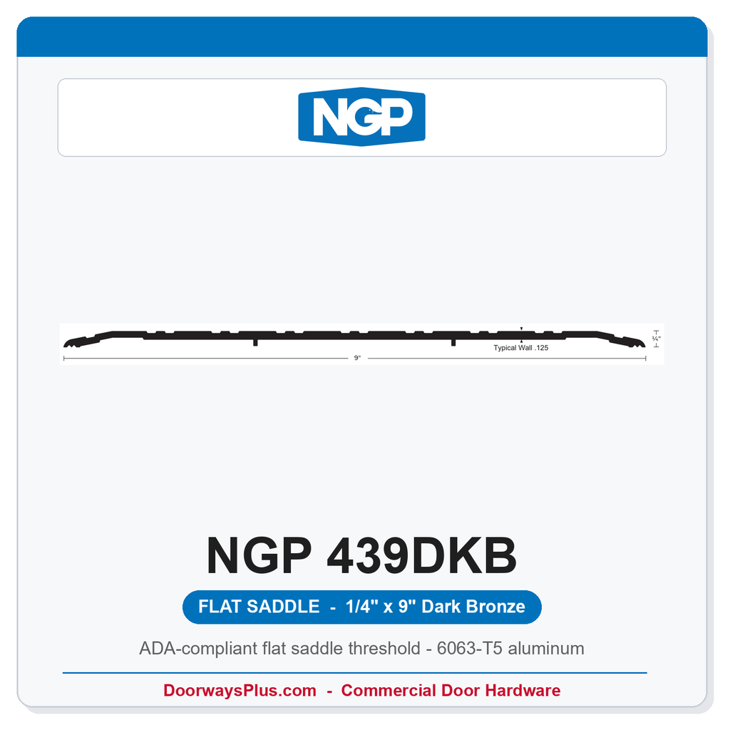 NGP 439DKB Flat Saddle Threshold 9" x 1/4" Dark Bronze | National Guard Products