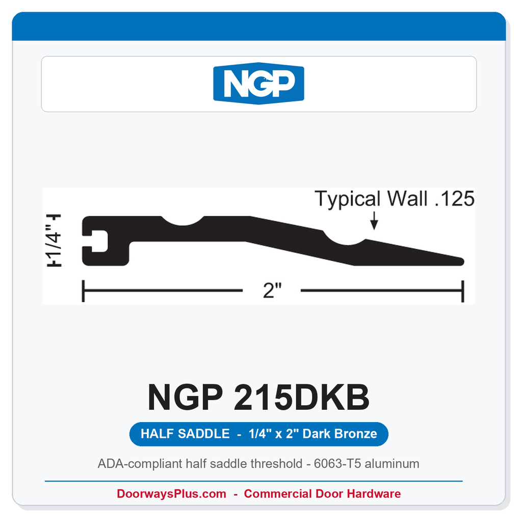 NGP 215DKB Half Saddle Threshold 2" x 1/4" Dark Bronze | National Guard Products