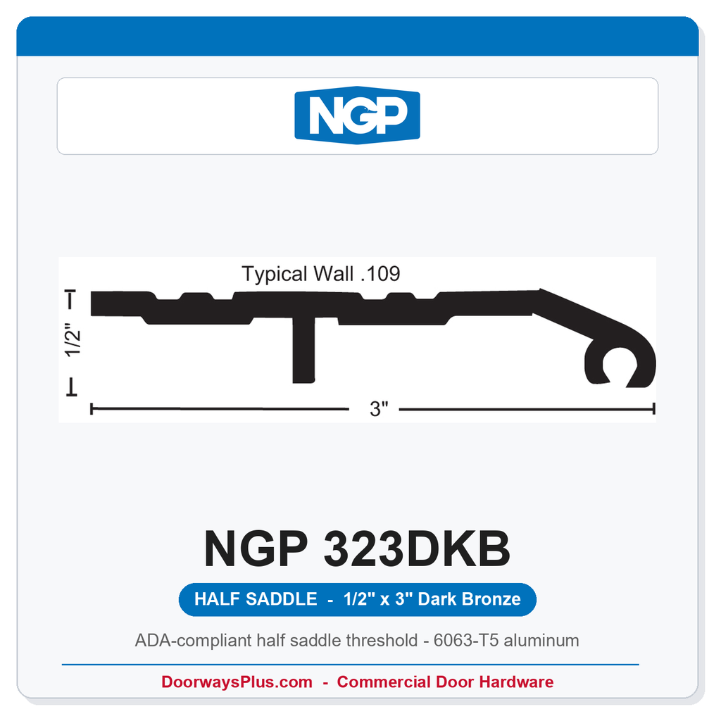 NGP 323DKB Half Saddle Threshold 3" x 1/2" Dark Bronze | National Guard Products