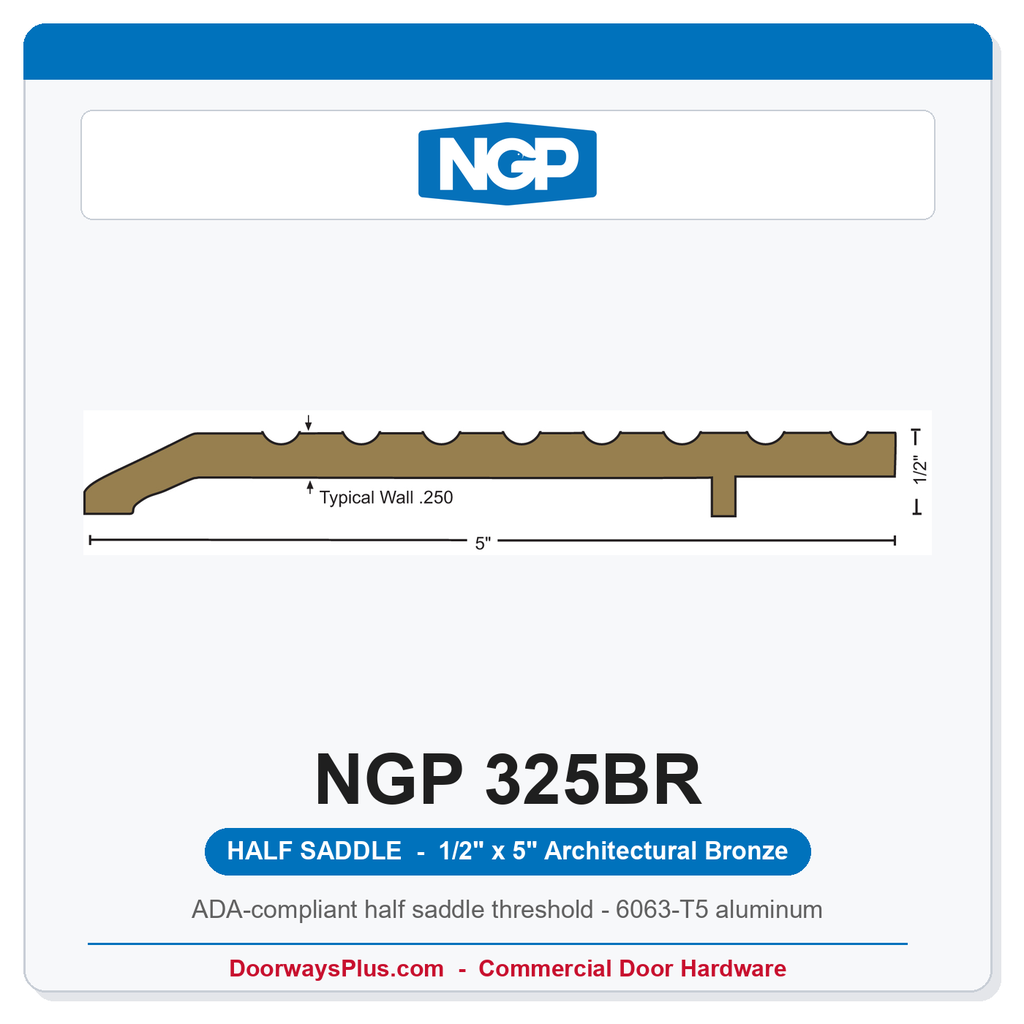 NGP 325BR Half Saddle Threshold 5" x 1/2" Architectural Bronze | National Guard Products