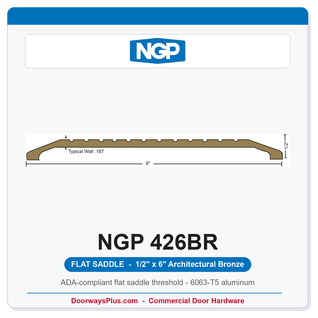 NGP 426BR Flat Saddle Threshold 6" x 1/2" | Architectural Bronze | National Guard