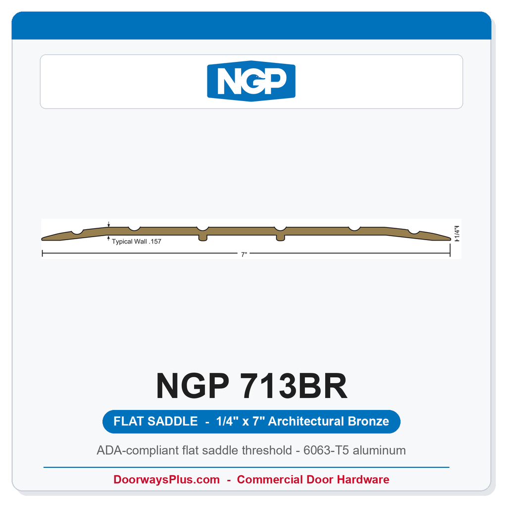 NGP 713BR Flat Saddle Threshold 7" x 1/4" Architectural Bronze | National Guard Products