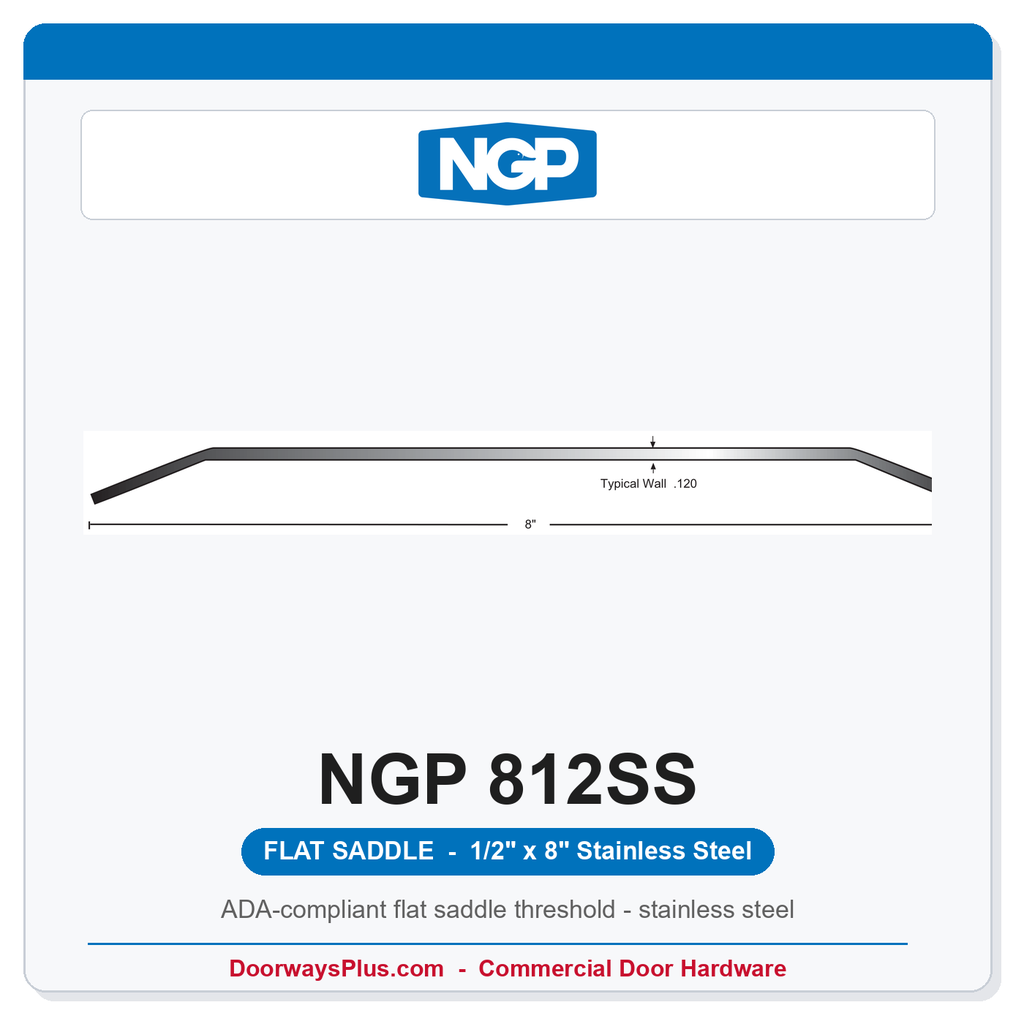 NGP 812SS Flat Saddle Threshold 8" x 1/2" Stainless Steel | National Guard Products