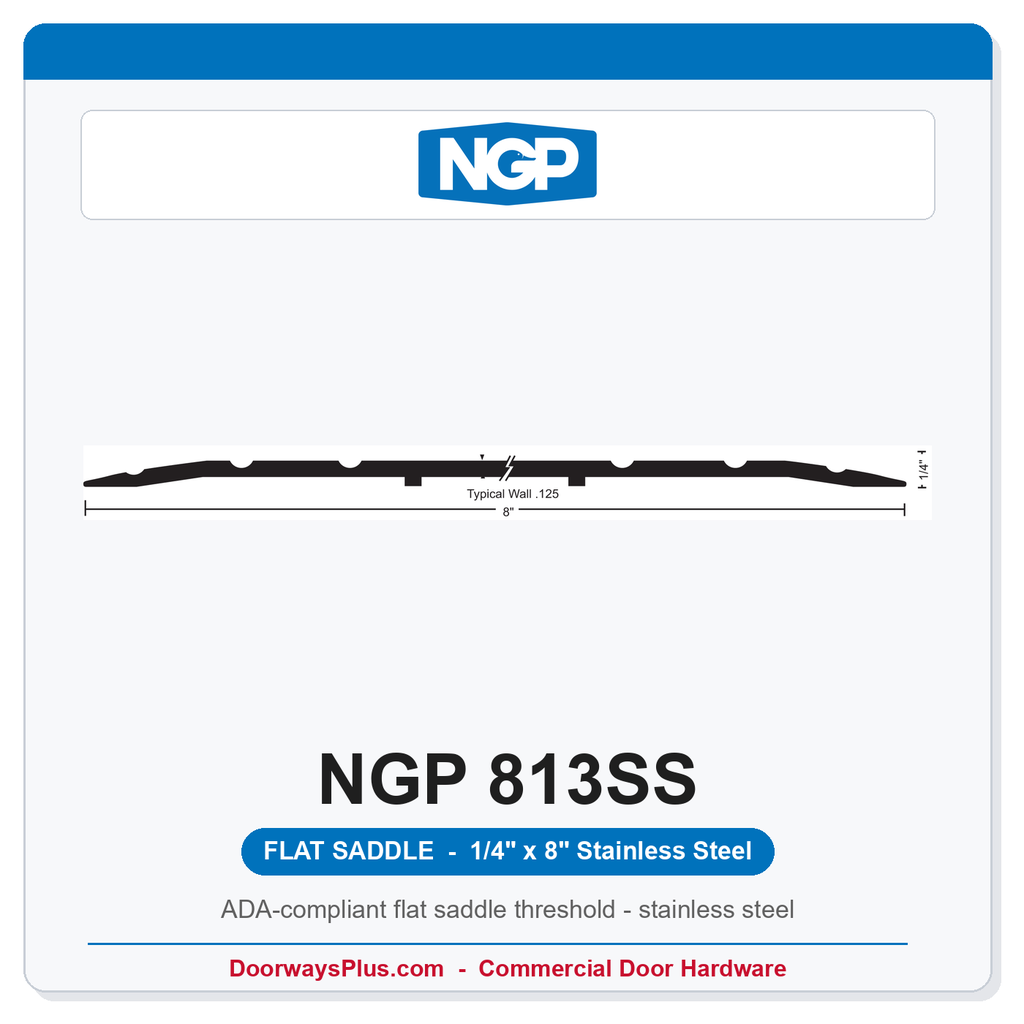 NGP 813SS Flat Saddle Threshold 8" x 1/4" Stainless Steel | National Guard Products