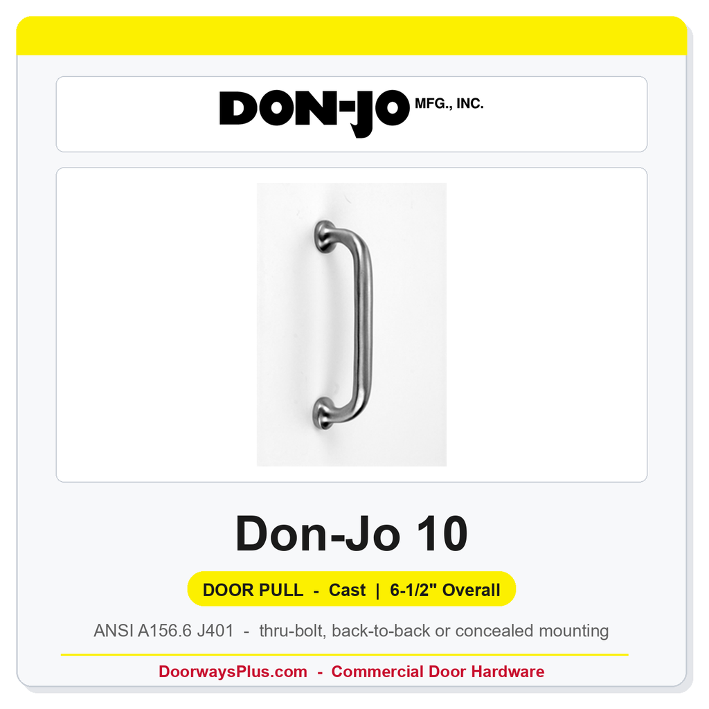 Don-Jo 10 Cast Door Pull | ANSI J401 | 6-1/2" | 7 Mounting Methods