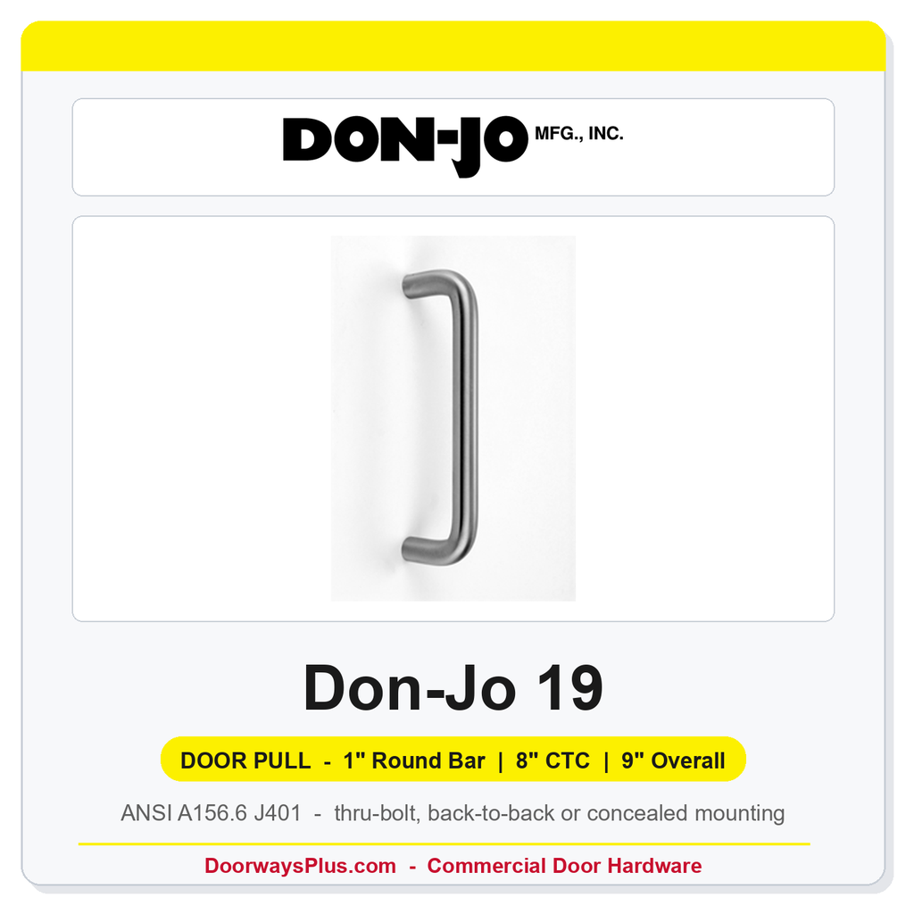 Don-Jo 19 1" Round Bar Door Pull | 8" CTC