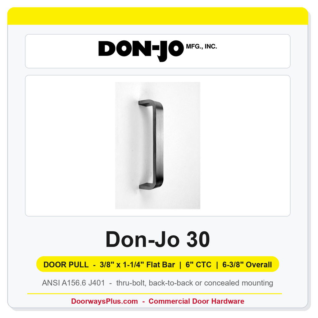 Don-Jo 30 3/8" x 1-1/4" Flat Bar Door Pull | 6" CTC