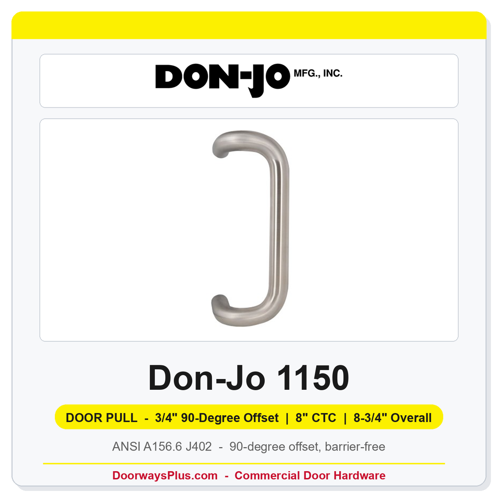 Don-Jo 1150 3/4" 90-Degree Offset Door Pull | 8" CTC