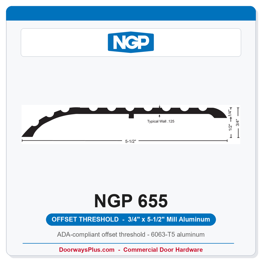 NGP 655 Offset Threshold 5-1/2" x 3/4" | ADA Fire-Rated Aluminum | National Guard