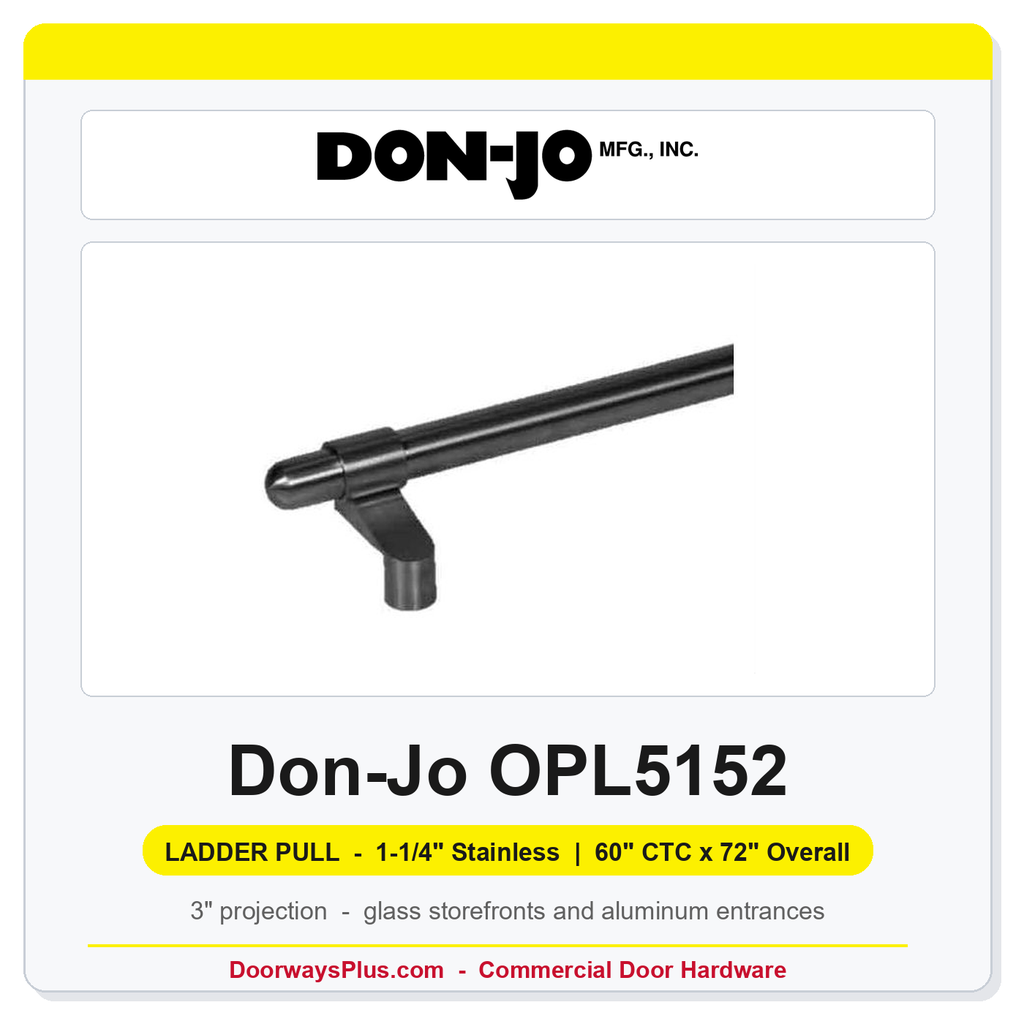 Don-Jo OPL5152 Offset Ladder Pull with Collar | 1-1/4" Stainless | 60" CTC x 72" Overall