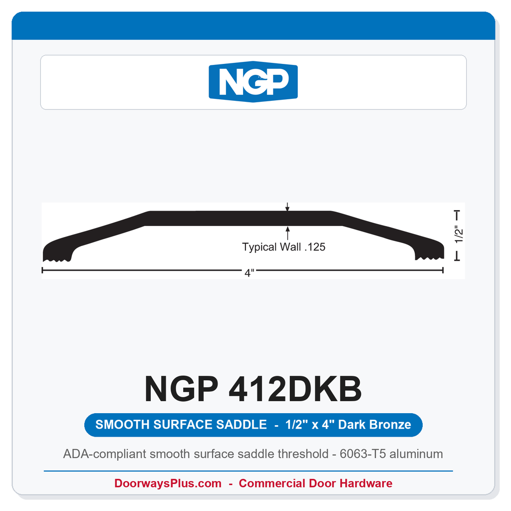 NGP 412DKB Smooth Saddle Threshold 4"x1/2" Dark Bronze | National Guard Products