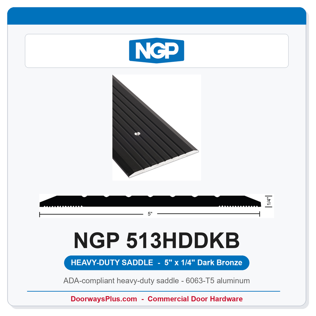 NGP 513HDDKB Heavy-Duty Saddle Threshold 5" x 1/4" Dark Bronze | National Guard