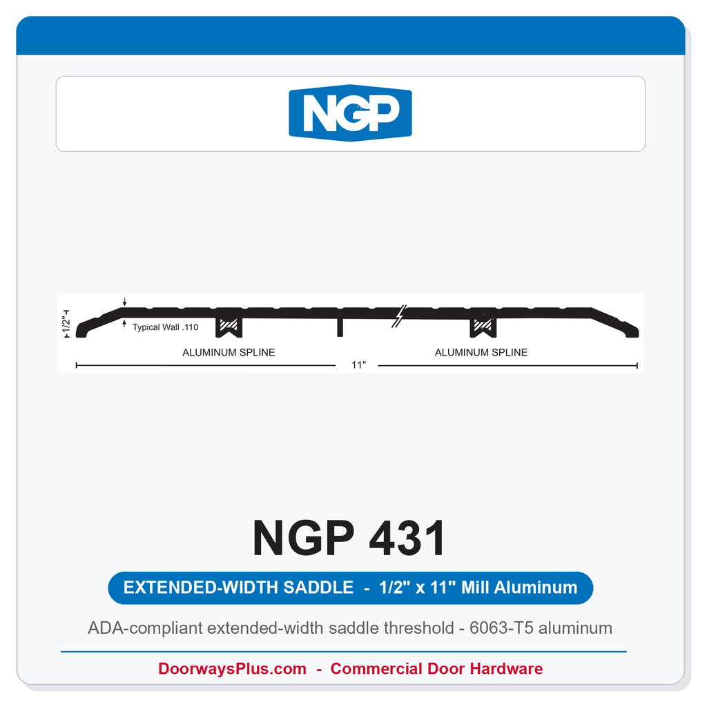 NGP 431 Extended-Width Saddle Threshold 11" x 1/2" | National Guard | ADA & Fire Rated