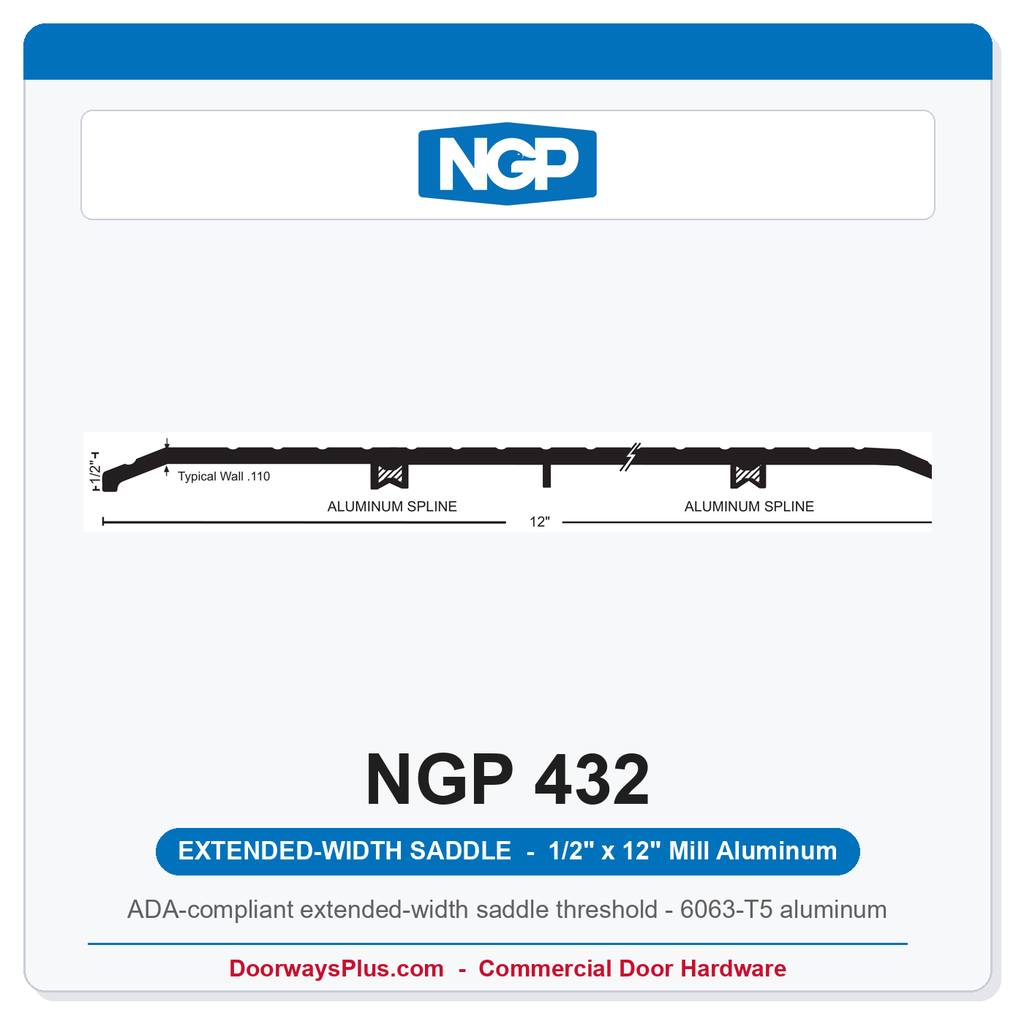 NGP 432 Extended-Width Saddle Threshold 12" x 1/2" | National Guard | Mill Aluminum