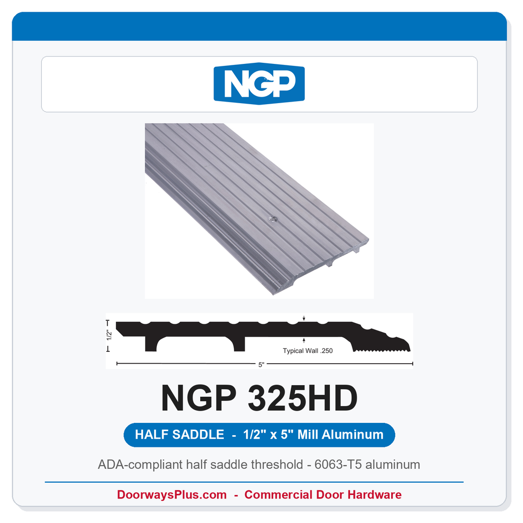 NGP 325HD Half Saddle Threshold 5" x 1/2" | Mill Aluminum | National Guard Products