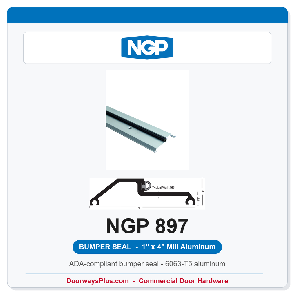 NGP 897 Bumper Seal Threshold 4" x 1" Aluminum | National Guard