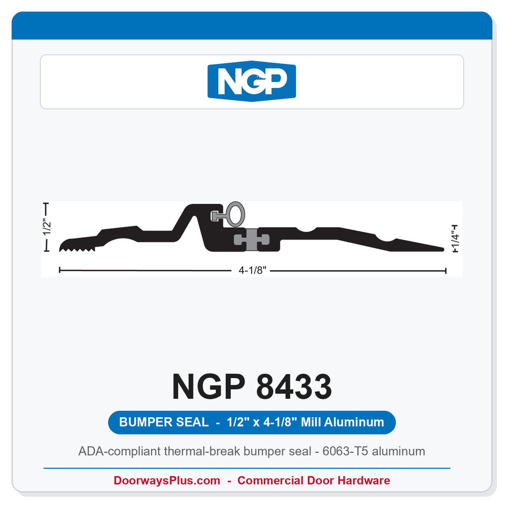 NGP 8433 Bumper Seal Threshold 4-1/8" x 1/2" Aluminum | National Guard