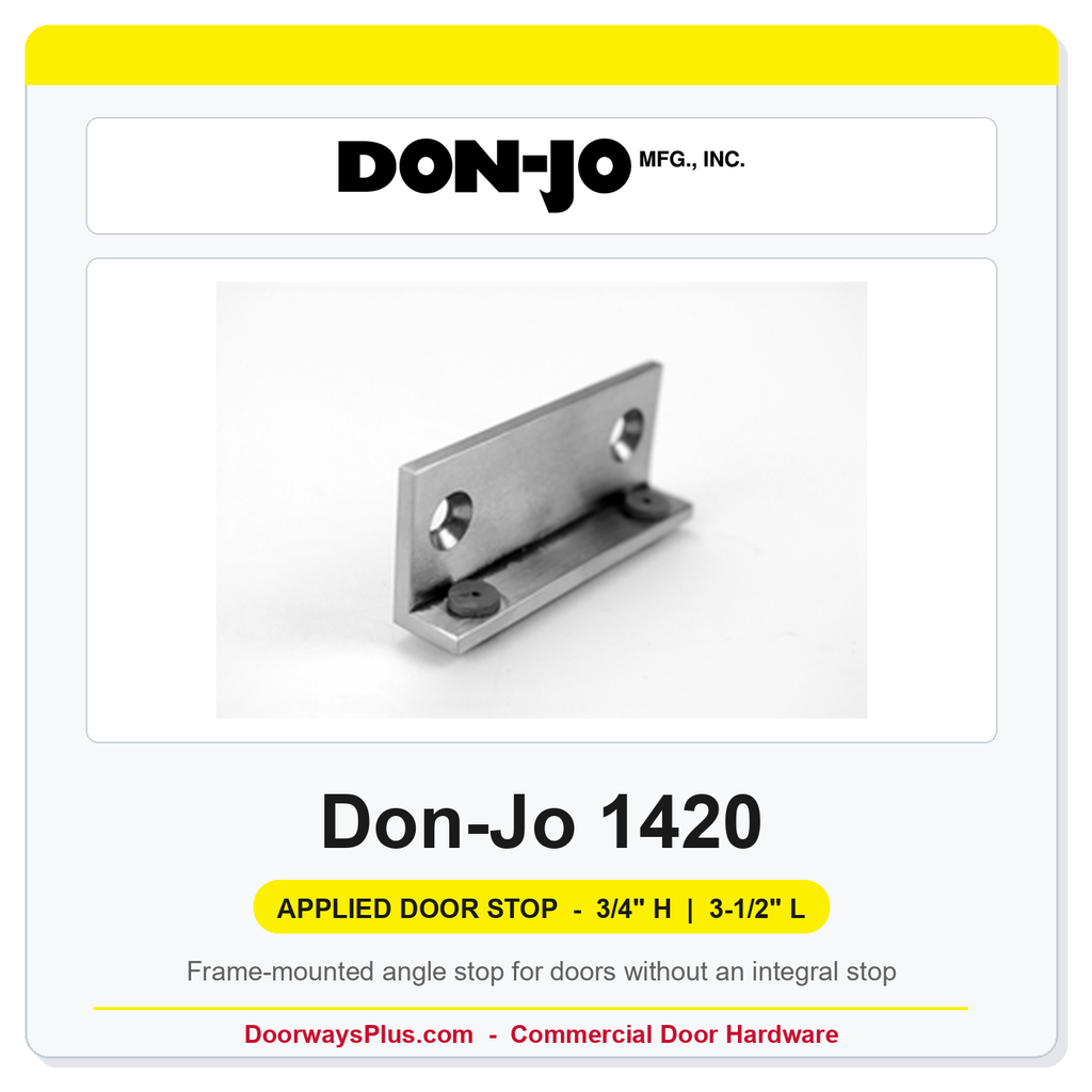 Don-Jo 1420 Applied Door Stop | Frame-Mount Angle Stop 3/4" H x 3-1/2" L