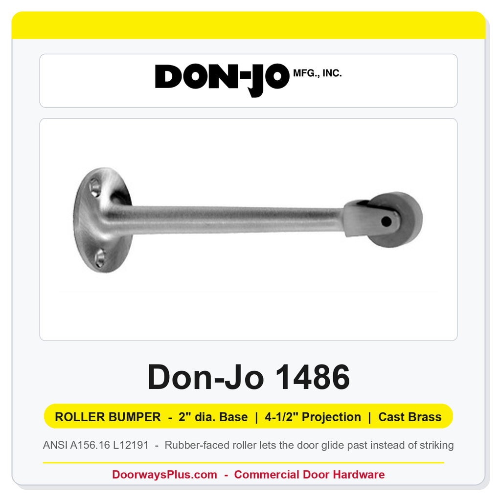 Don-Jo 1486 Roller Bumper | Cast Brass | 2" Base, 4-1/2" Projection | ANSI L12191