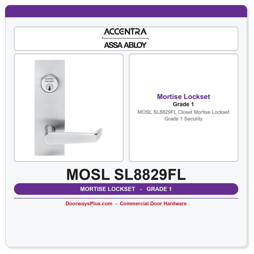 Accentra MOSL SL8829FL Closet Mortise Lockset – Grade 1 Security