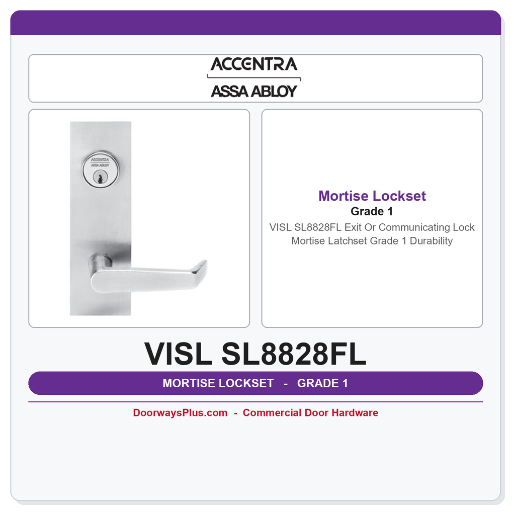 Accentra VISL SL8828FL Exit Or Communicating Lock Mortise Latchset – Grade 1 Durability