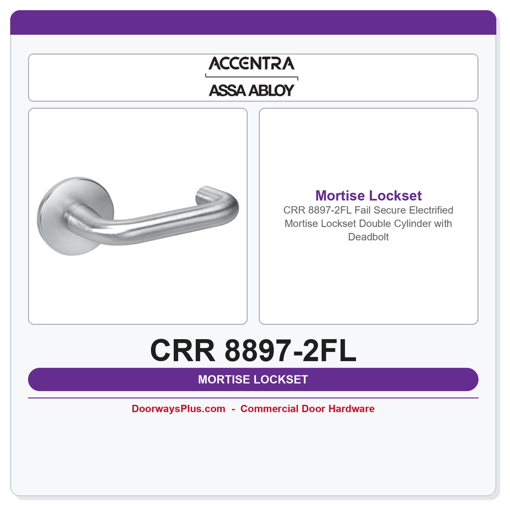 Accentra CRR 8897-2FL Fail Secure Electrified Mortise Lockset – Double Cylinder with Deadbolt