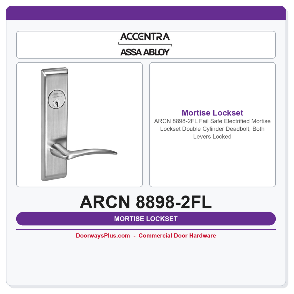 Accentra ARCN 8898-2FL Fail Safe Electrified Mortise Lockset – Double Cylinder Deadbolt, Both Levers Locked