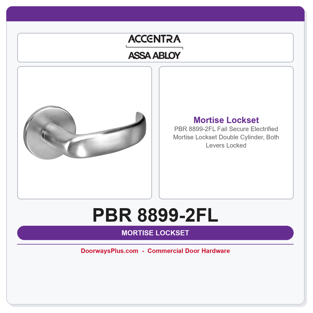 Accentra PBR 8899-2FL Fail Secure Electrified Mortise Lockset – Double Cylinder, Both Levers Locked